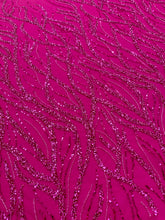Dantela Couture Fucsia cu Siraguri, cu Margele si Paiete